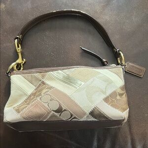 Coach Tan and Brown Patchwork Shoulder Bag